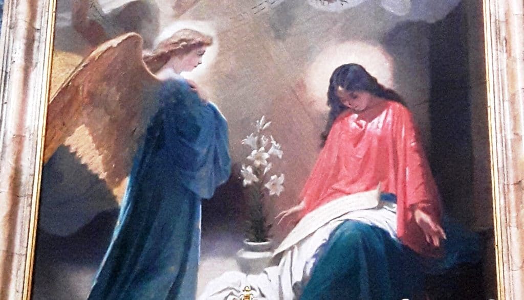 Angel brings message to Mary