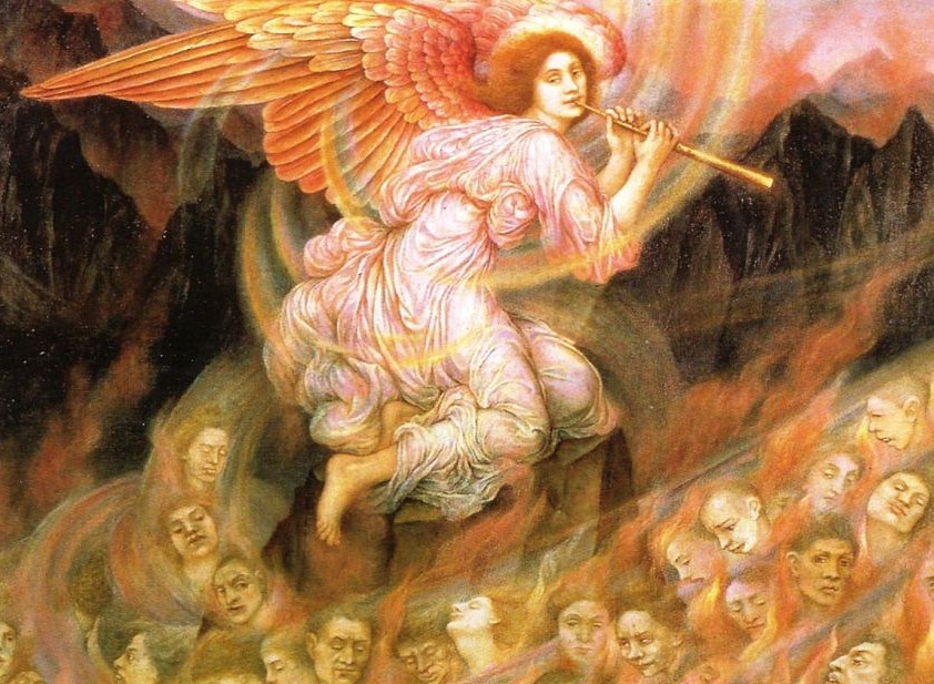 Evelyn De Morgan (1855–1919), Angel Piping to the Souls in Hell (1916)